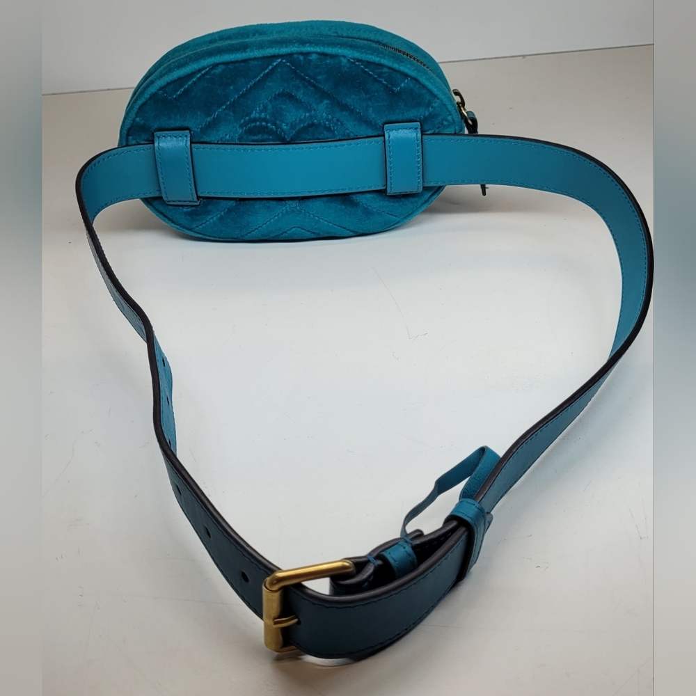 Gucci Marmont Blue Suede Belt Bag - Picture 10 of 16